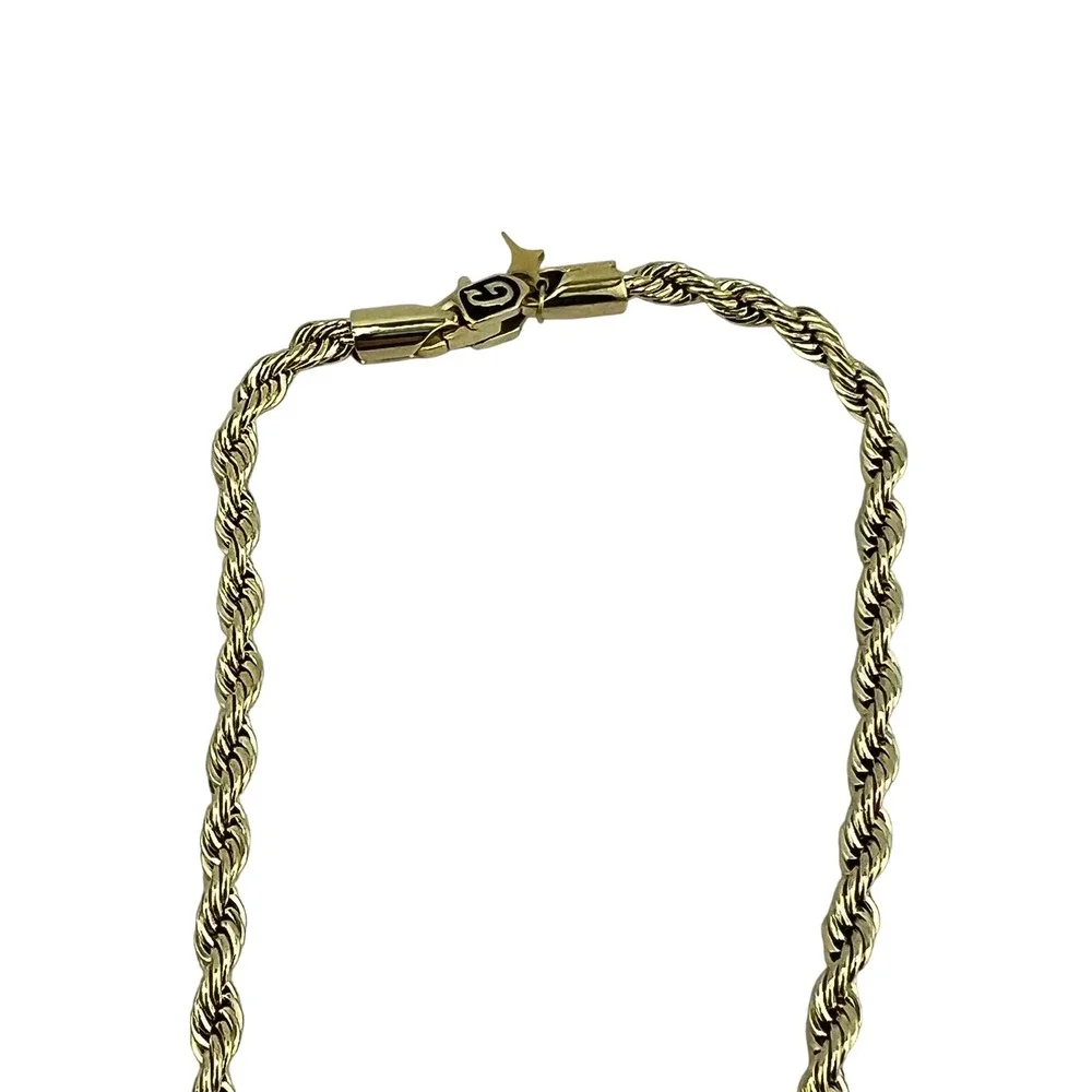 GLD 4MM Rope Chain Necklace 20‎ Inch Gold Tone w/ Chief Coin Pendant Mens